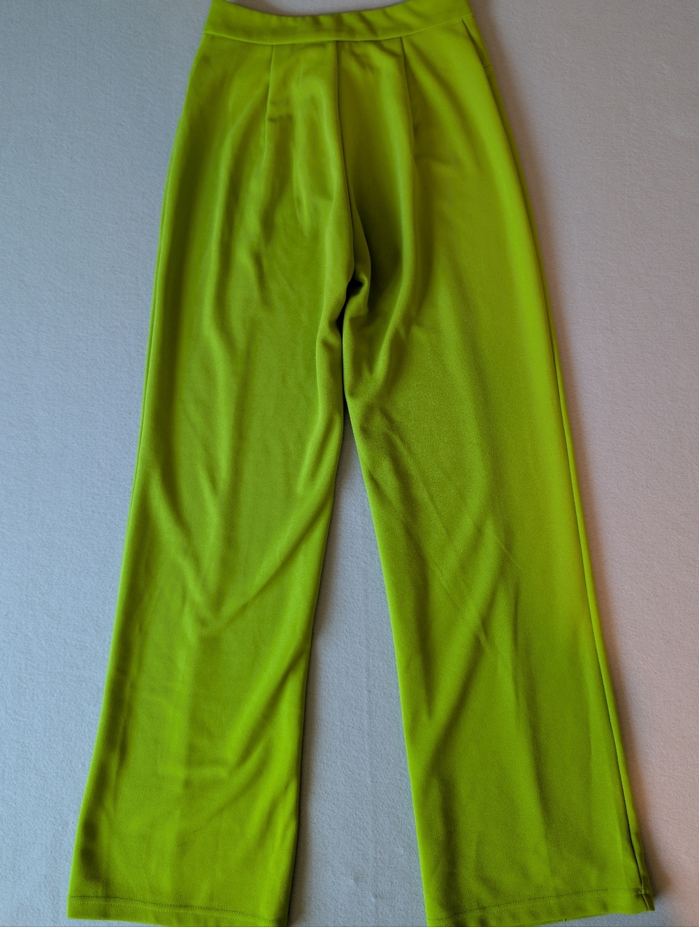 Lime Green Tailored Trousers Brat Green High Waist Wide Leg Pants Dopamine Sz S image 5